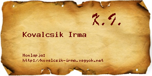 Kovalcsik Irma névjegykártya